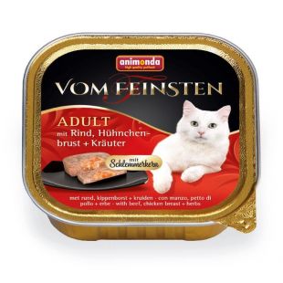 ANIMONDA Vom feinsten schlemmerkern suaugusių kačių konservuotas pašaras su jautiena, vištienos krūtinėle ir žolelėmis 100 g