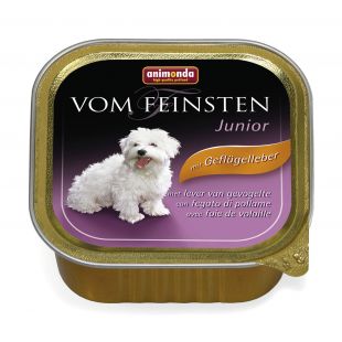 ANIMONDA Vom feinsten jaunų šunų konservuotas pašaras su paukščių kepenėlėmis 150 g