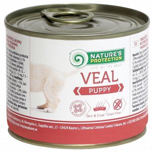 NATURE'S PROTECTION jaunų šunų konservuotas pašaras su veršiena 200 g