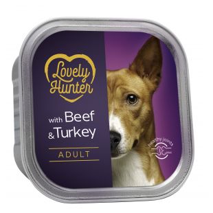 LOVELY HUNTER Dog adult beef and turkey Konservuotas pašaras, 150 g
