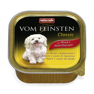 ANIMONDA Vom feinsten classic suaugusių šunų konservuotas pašaras su jautiena ir kalakutų širdelėmis 150 g