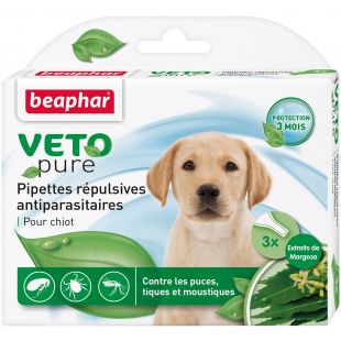 BEAPHAR VETO PURE šuniukų lašai nuo blusų 3 vnt x 3