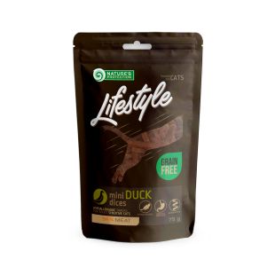 NATURE'S PROTECTION LIFESTYLE kačių skanėstai maži antienos gabaliukai 75 g