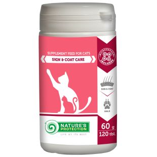 NATURE'S PROTECTION suaugusių kačių pašaro papildas odos ir kailio priežiūrai 120 tab., 60 g