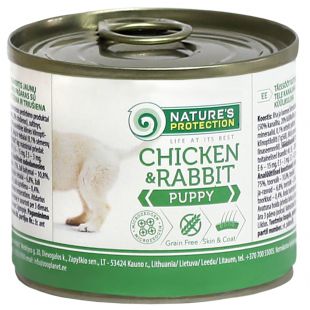 NATURE'S PROTECTION Puppy Chicken&Rabbit Konservuotas pašaras šunims 200 g x 6