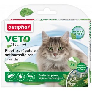 BEAPHAR VETO Pure lašai nuo blusų katėms 1 vnt. x 3