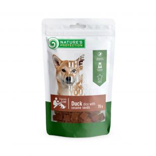 NATURE'S PROTECTION šunų skanėstai antienos gabaliukai su sezamo sėklomis 75 g