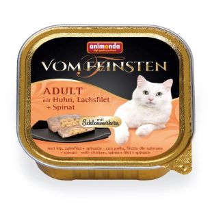 ANIMONDA Vom feinsten schlemmerkern suaugusių kačių konservuotas pašaras su vištiena, lašišos file ir špinatais 100 g x 32