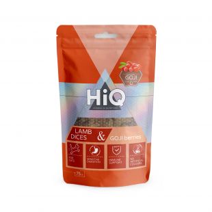 HIQ kačių skanėstas ėrienos gabaliukai su goji uogomis 75 g