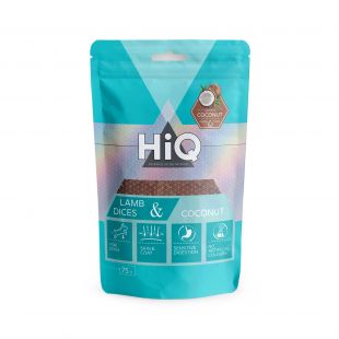 HIQ šunų skanėstas ėrienos ir kokoso  kubeliai 75 g