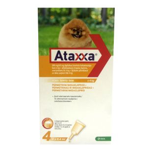 ATAXXA lašai šunims nuo erkių, blusų ir uodų iki 4 kg, 1 pip.