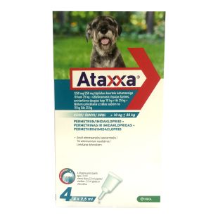ATAXXA lašai šunims nuo erkių, blusų ir uodų 10-25 kg, 1 pip.