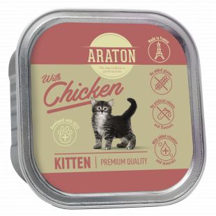 ARATON jaunų kačių konservuotas pašaras su vištiena 85 g