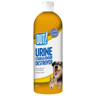 OUT! OUT Dog Urine stain&odour destroyer 1000 ml, priemonė gyvūnų šlapimo kvapui ir dėmėms naikinti 1000 ml