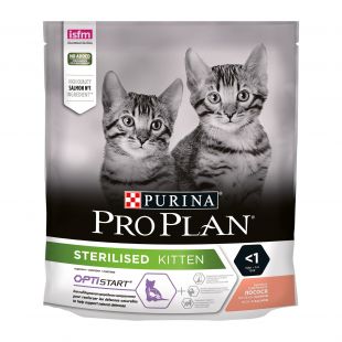 PRO PLAN OPTISTART sterilizuotų kačiukų sausas pašaras su lašiša 400 g