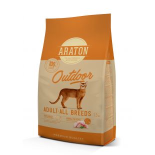 ARATON suaugusių aktyvių kačių sausas pašaras su vištiena ir kalakutiena  1.5 kg