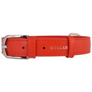 COLLAR Antkaklis odinis GLAMOUR raudonas, 3.5x46-60 cm