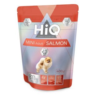 HIQ Mini Adult Salmon Sausas pašaras šunims 400 g