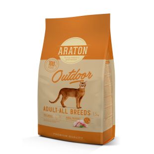 ARATON suaugusių aktyvių kačių sausas pašaras su vištiena ir kalakutiena  1.5 kg x 4