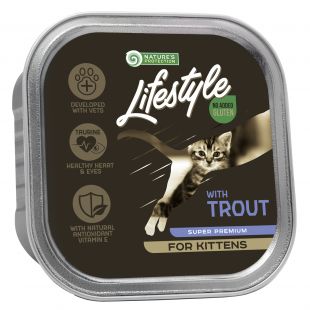 NATURE'S PROTECTION LIFESTYLE jaunų kačių konservuotas pašaras su upėtakiu 85 g