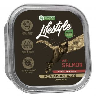 NATURE'S PROTECTION LIFESTYLE ilgaplaukių suaugusių kačių konservuotas pašaras su lašiša 85 g