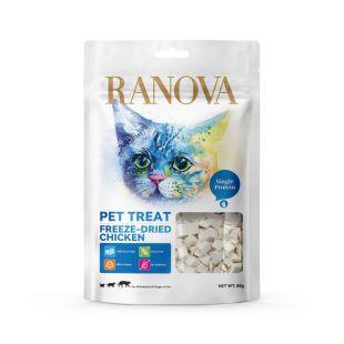 RANOVA kačių pašaro papildas - skanėstai, liofilizuota vištiena 50 g