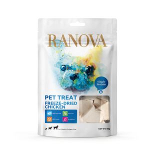 RANOVA šunų pašaro papildas - skanėstai, liofilizuota vištiena 50 g
