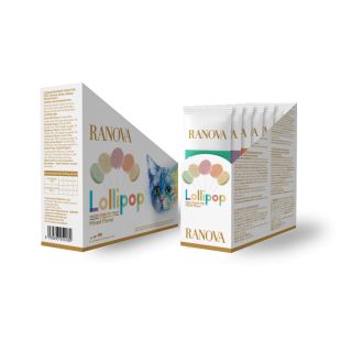 RANOVA Lollipop kačių pašaro papildas - skanėstai, liofilizuoti, ledinuko formos, įvairių skonių,1,4 g 1,4 g x 15 vnt.