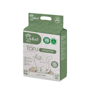 VELVET PAW TOFU jautrių kačių kraikas, su alijošiaus esencija 1,5 mm granulė, 2,6 kg / 6 l