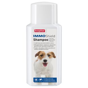 BEAPHAR IMMO SHIELD šunų šampūnas nuo blusų, erkių, uodų ir kitų parazitų. 200 ml