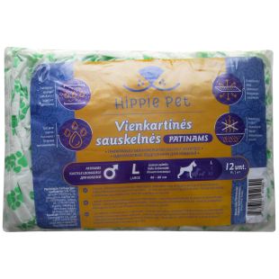 HIPPIE PET Vienkartinės sauskelnės patinams L dydis, 60-80cm, 1 vnt