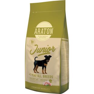 ARATON visų veislių jaunų šunų sausas pašaras su paukštiena 15 kg