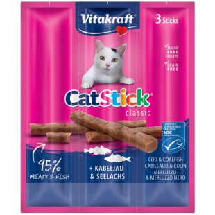 VITAKRAFT Kačių pagaliukai su menke ir tunu 3 vnt.