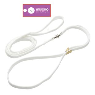 MISOKO šunų pavadėlis, skirtas parodoms, su suktuku, 1 cm, vienas ilgis  baltas