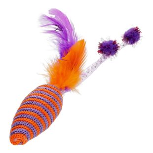 HIPPIE PET kačių žaislas,pelė su plunksna, 16,5 cm violetinis