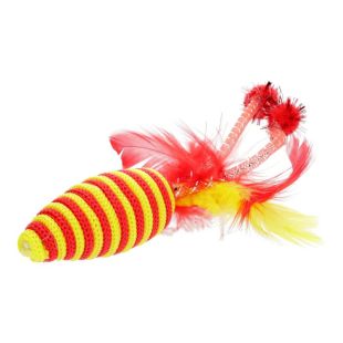 HIPPIE PET kačių žaislas,pelė su plunksna, 16,5 cm raudonas