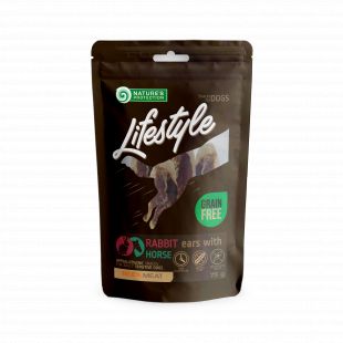 NATURE'S PROTECTION LIFESTYLE Šunų skanėstai triušio ausys su arkliena 75 g