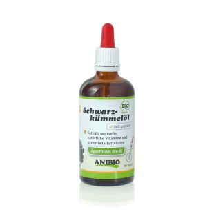 ANIBIO Schwarzkümmelöl BIO suaugusių šunų pašaro papildas, kmynų aliejus 100 ml