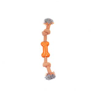 MISOKO&CO Šunų žaislas virvė su kaulu, oranžinis