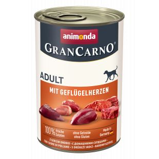 ANIMONDA Grancarno adult suaugusių šunų konservuotas pašaras su paukščių širdelėmis 400 g