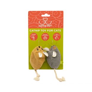 HIPPIE PET Kačių žaislas su katžole, pilkas ir rudas, 2 vnt