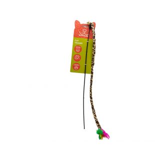 HIPPIE PET Kačių žaislas meškerė su plunksnomis, įvairiaspalvė, 47 cm