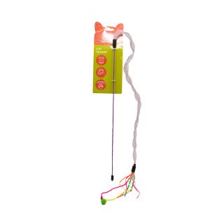 HIPPIE PET Kačių žaislas meškerė su elastine virvele, įvairiaspalvė, 42 cm