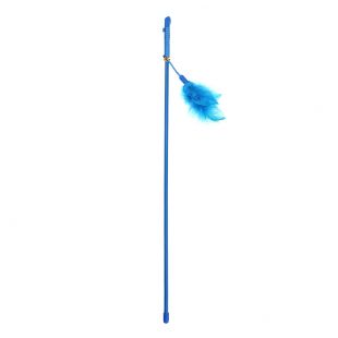 HIPPIE PET Kačių žaislas meškerė su plunksnomis, žydra, 46 cm