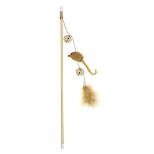 HIPPIE PET Kačių žaislas meškerė su pele ir plunksna, 40 cm