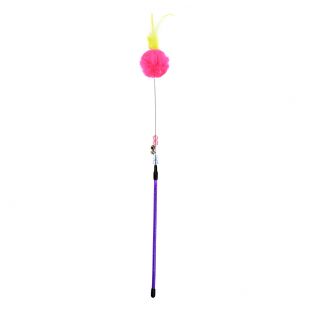 HIPPIE PET Kačių žaislas meškerė su plunksnomis, rožinė, 51 cm