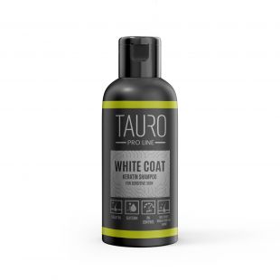 TAURO PRO LINE White Coat, baltakailių šunų ir kačių šampūnas su keratinu 50 ml