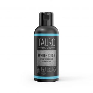 TAURO PRO LINE White Coat, baltakailių šunų ir kačių kailį drėkinantis šampūnas 50 ml