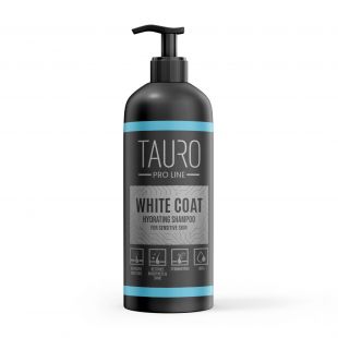 TAURO PRO LINE White Coat, baltakailių šunų ir kačių kailį drėkinantis šampūnas 1 l