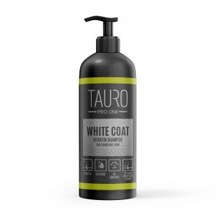 TAURO PRO LINE White coat, baltakailių šunų ir kačių šampūnas su keratinu 1 l